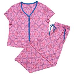 Plus Size White Orchid Sherbert Tile Long Leg Pajama Set