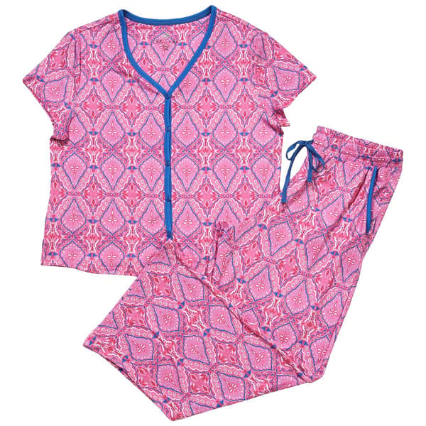 Plus Size White Orchid Sherbert Tile Long Leg Pajama Set