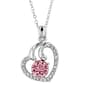 Crystal Colors Silver Plated Swirl Heart Rose Pendant - image 1