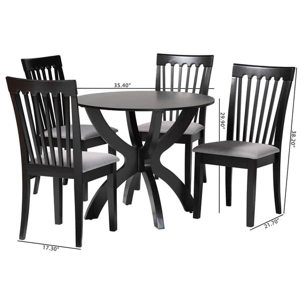 Baxton Studio Bailey Modern Dark Brown Wood 5pc. Dining Set