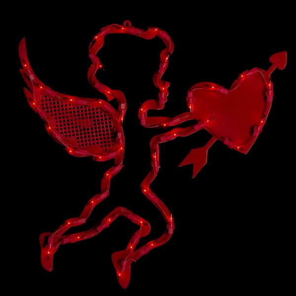 Northlight Seasonal Lighted Red Cupid and Heart Window Silhouette