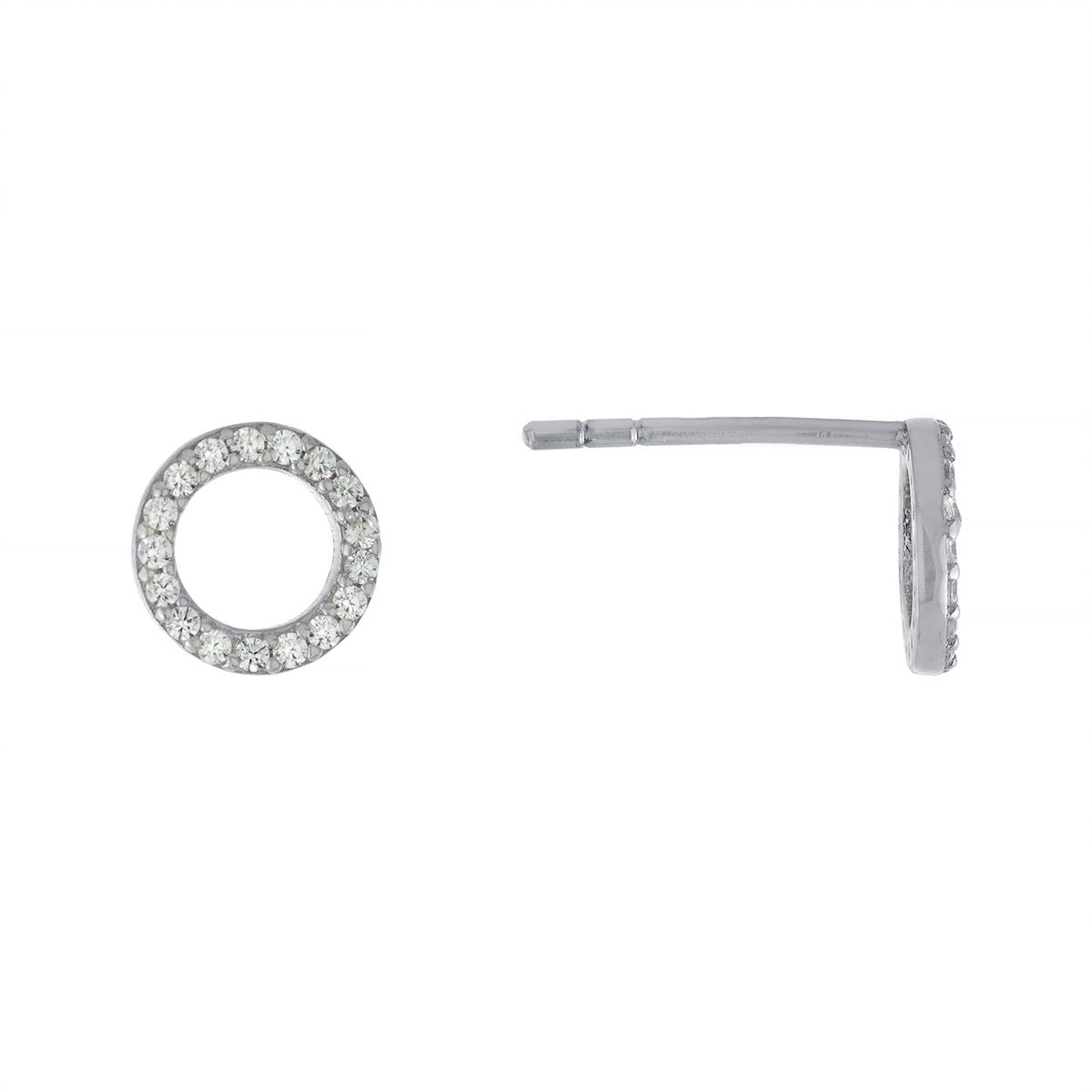 Athra Sterling Silver CZ Open Circle Stud Earrings