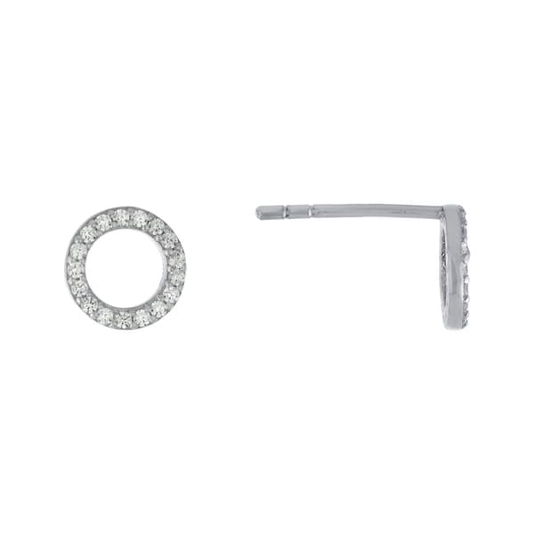 Athra Sterling Silver Cubic Zirconia Open Circle Stud Earrings - image 
