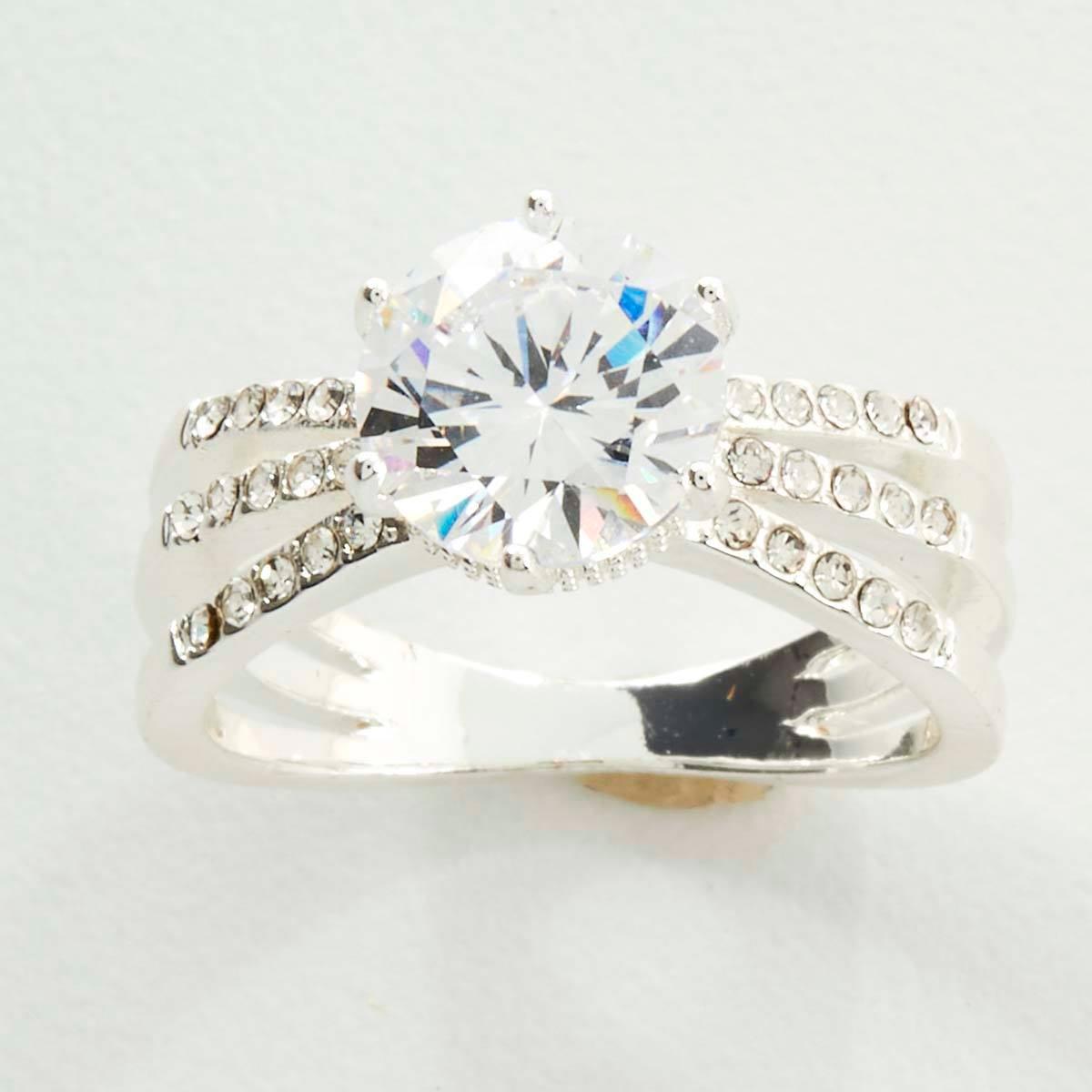 Ashley Cooper™ Silver CZ Pave Triple Band Ring