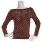 Juniors No Comment Long Sleeve Boat Neck Polka Dot Top - image 2