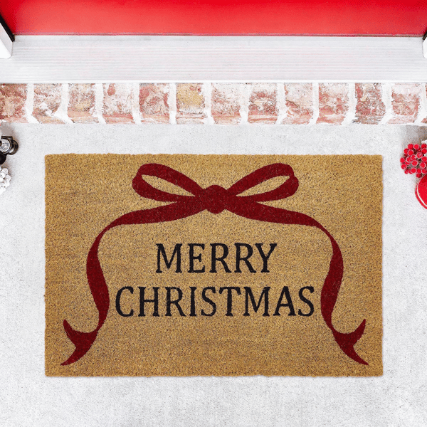 VCNY Home Merry Christmas Bow Outdoor Coir Doormat