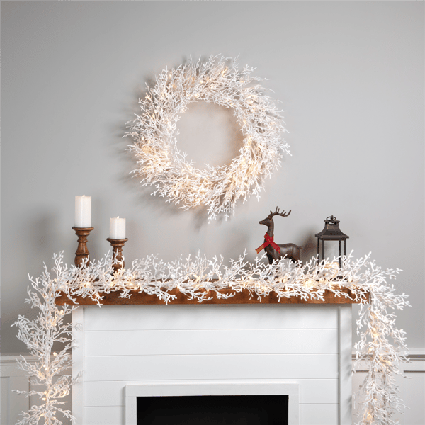 Northlight 9ft. Warm White LED Flocked Twig Christmas Garland