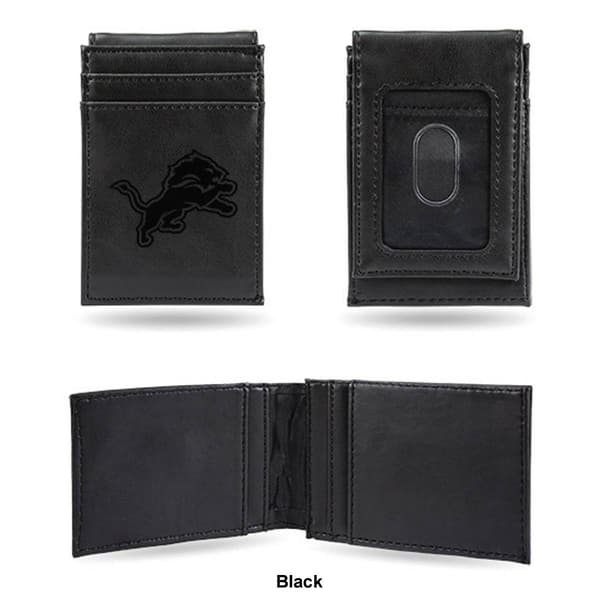 Mens NFL Detroit Lions Faux Leather Front Pocket Wallet