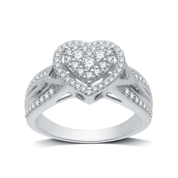 Nova Star&#40;R&#41; 1/2cttw. Lab Grown Diamond Heart Cluster Bridal Ring