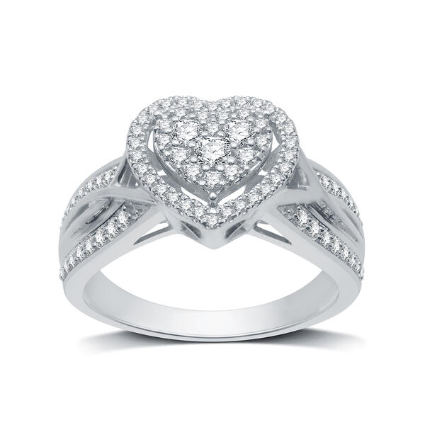 Nova Star&#40;R&#41; 1/2cttw. Lab Grown Diamond Heart Cluster Bridal Ring - image 
