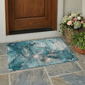 HomeRoots Teal Abstract Washable Non Skid  Accent Rug - image 1