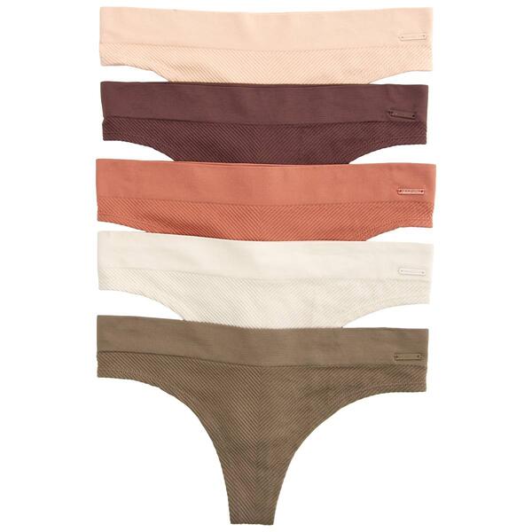 Womens Danskin 5pk. Thong Panties with Ribbing DS3558-5PKE - image 