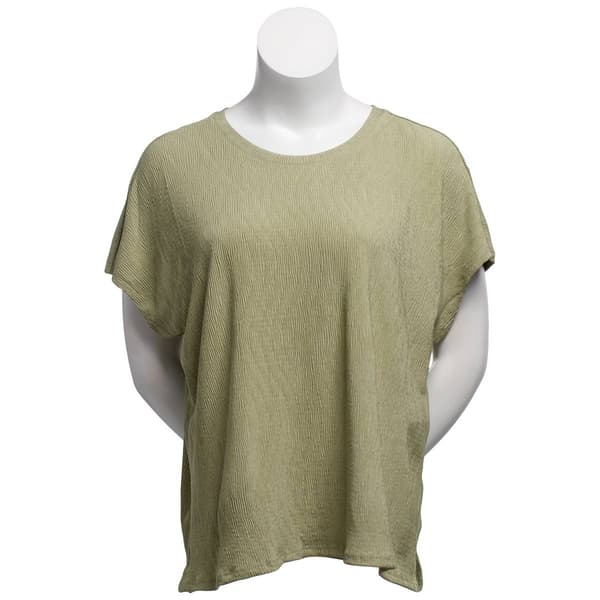 Plus Size FrenchTextured Knit Dolman Short Sleeve Blouse