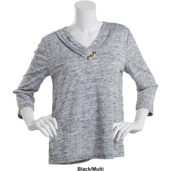 Womens Hasting &amp; Smith 3/4 Sleeve Pleat Crossover V-Neck Tee