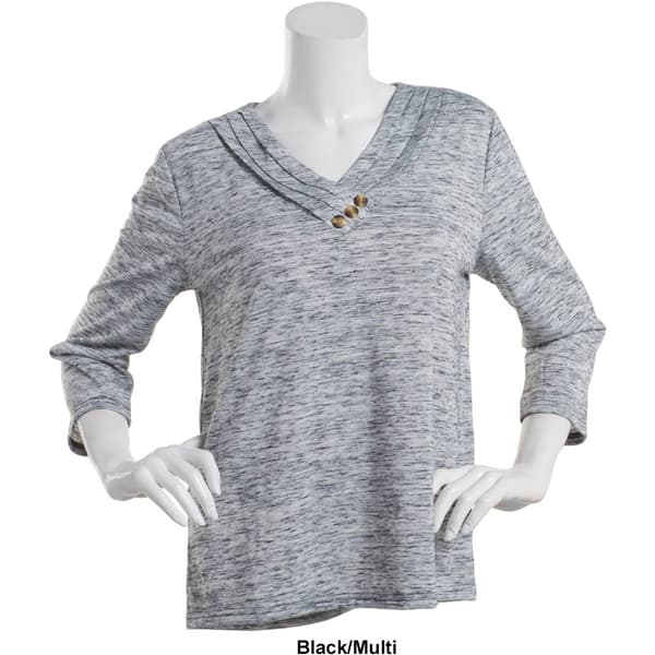 Plus Size Hasting & Smith 3/4 Sleeve Pleat Crossover V-Neck Tee