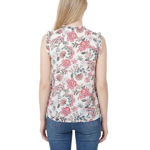 Petite NY Collection Flutter Cap Sleeve Clip Dot Floral Blouse