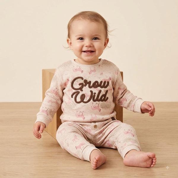 Baby Girl (12-24M) Emily & Oliver 2pc. Grow Wild Horse Jogger Set - image 