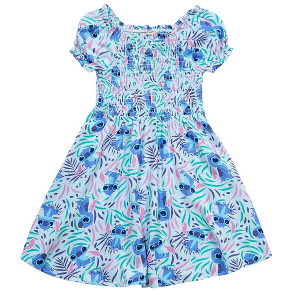 Girls (7-12) Disney Lilo & Stitch Floral Smocked Dress
