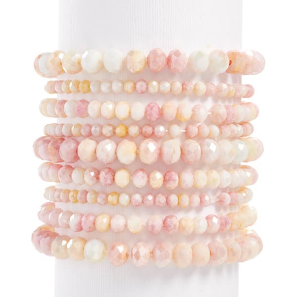 Ashley Cooper(tm) 9pc. Graduated Size Peach Faceted Beads Bracelets - image 
