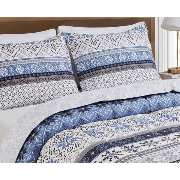 Cedar Court Fair Isle Stripes 3pc. Reversible Comforter Set