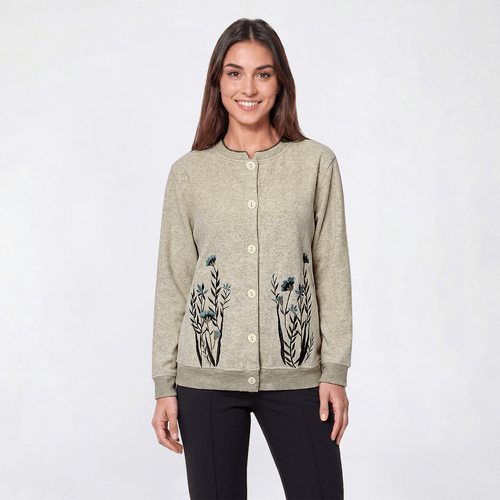 Womens Hasting & Smith Watercolor Tonal Botanical Fleece Cardigan - image 