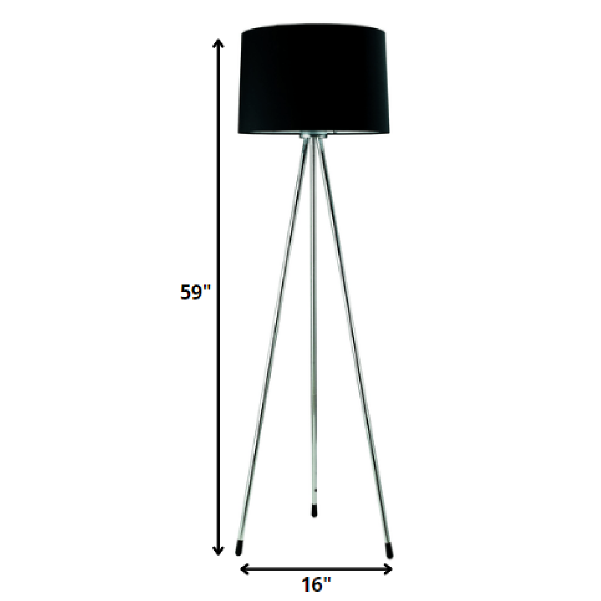 HomeRoots 59in. Silver Tripod Floor Lamp with Drum Shade