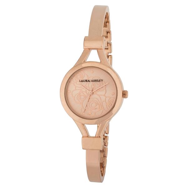 Womens Laura Ashley(R) Thin Bangle Floral Dial Watch - LA31019RG - image 