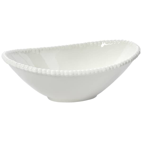Home Essentials 11in White Bead Oval Serving Bowl - image 