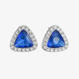 Gloria Vanderbilt Sapphire Crystal Triangle Button Stone Earrings