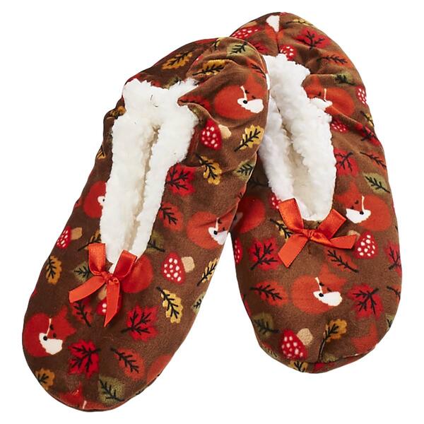 Womens Fuzzy Babba Velour Foxes Slipper Socks - image 