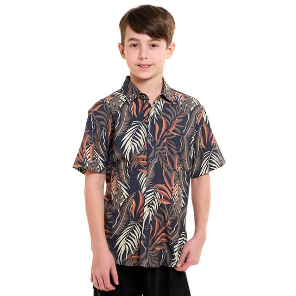 Boys &#40;4-7&#41; VSTR Tropical Leaf Short Sleeve Button Down Shirt