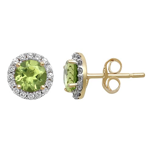 Gemstone Classics™ Peridot & White Sapphire Halo Earrings