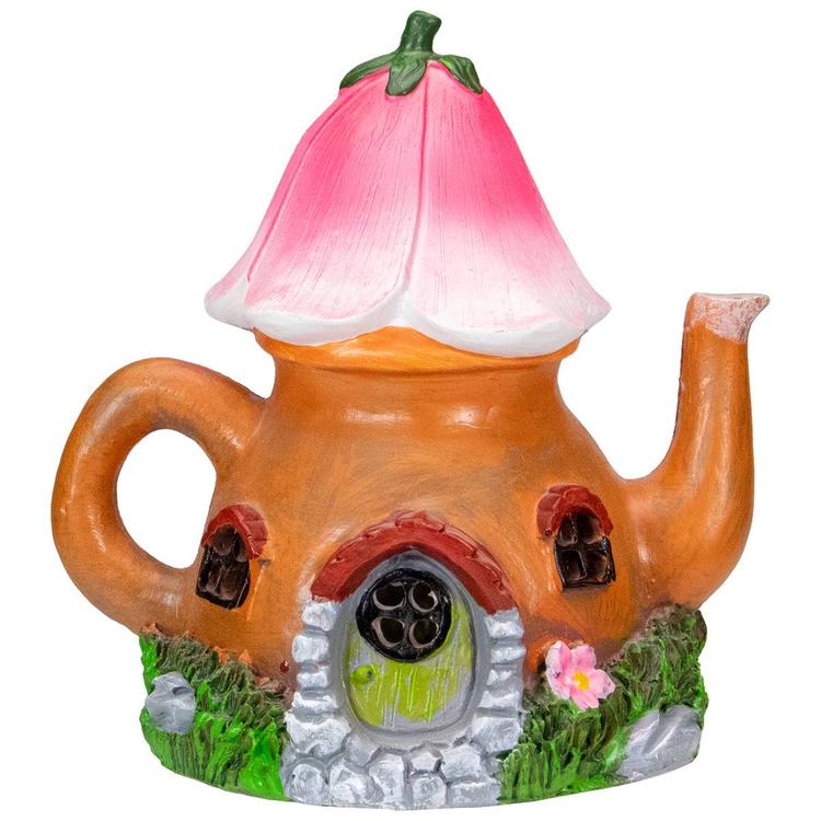 Northlight Seasonal 7in. Solar Flower Tea Pot Garden Statue