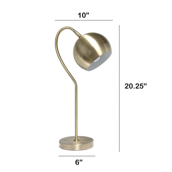 Lalia Home Studio Loft Mid Century Curved Table Lamp w/Dome Shade