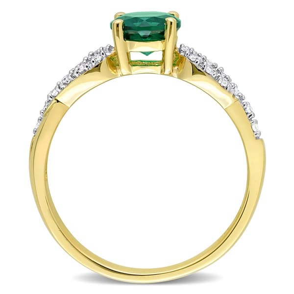 Gemstone Classics™ 10kt. Gold Diamond & Lab Created Emerald Ring
