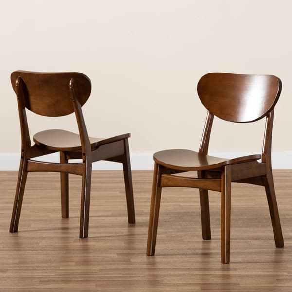 Baxton Studio Katya Walnut Brown Wood 2-pc. Dining Chair Set