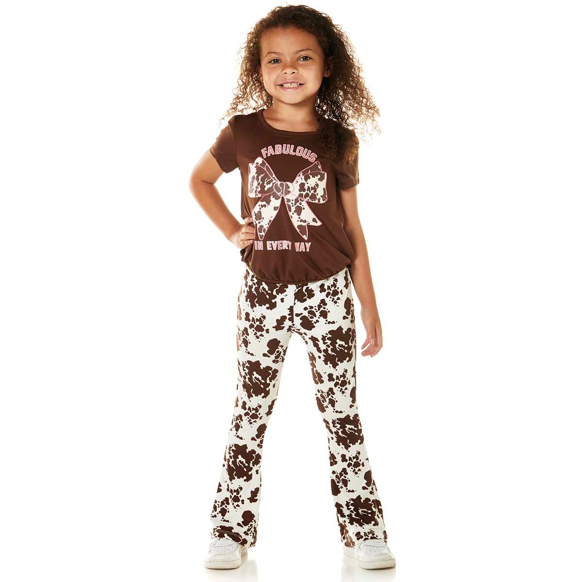 Girls (4-6x) Freestyle Revolution Fabulous Tee w/ Cow Leggings
