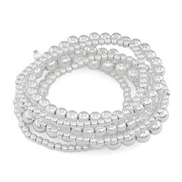 Napier Silver-Tone Beads 7 Row 2.25in. Stretch Bracelet