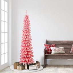 Puleo International 6ft. Pre-Lit Flocked Alpine Christmas Tree