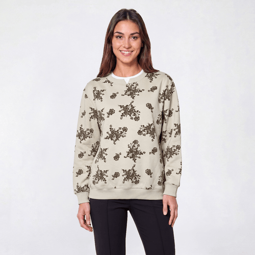 Petite Hasting & Smith Fleece Lined Floral Sweatshirt