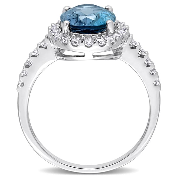 Gemstones Classics&#8482; 10kt. White Gold Oval Blue Topaz Halo Ring