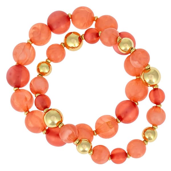 Ashley Cooper(tm) Coral 2 Row Beaded Stretch Bracelet - image 