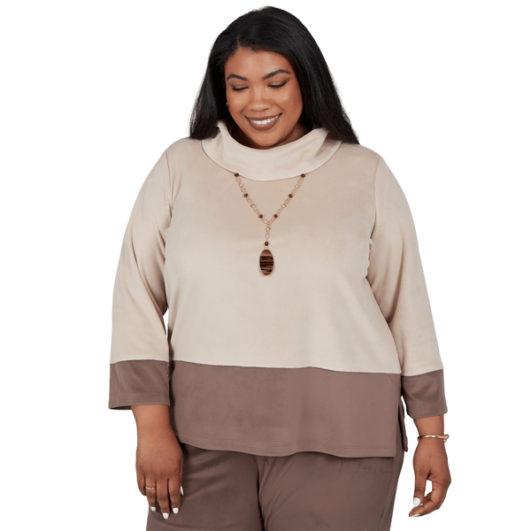 Plus Size Alfred Dunner Luxe Be A Lady Color Block Blouse - image 