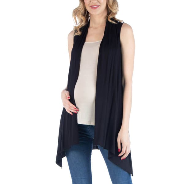 Plus Size 24/7 Comfort Apparel Draped Maternity Cardigan - image 