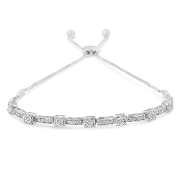 Diamond Classics&#40;tm&#41; Silver 1/4ctw. Bar Bolo Bracelet - image 
