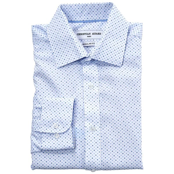Mens Christian Aujard Regular Fit Stretch Dress Shirt - Blue Dots - image 