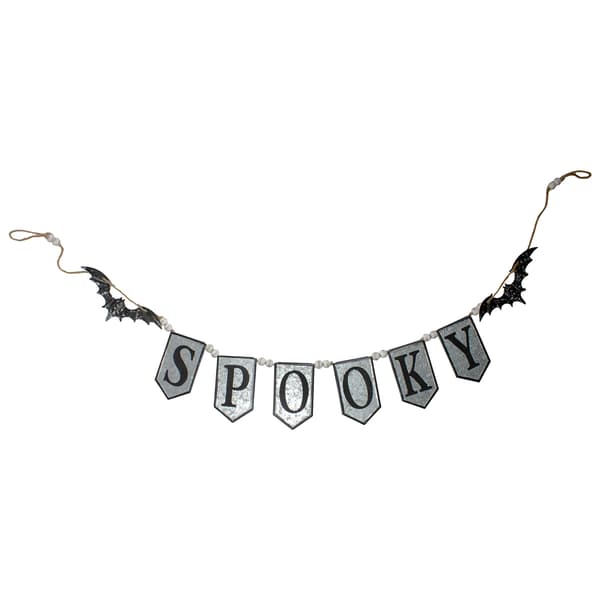 Northlight Seasonal Grey and Black SPOOKY Halloween Bat Banner