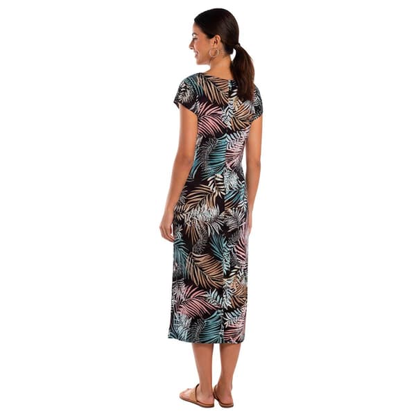 Womens Connected Apparel Short Sleeve Tropical Midi Sarong Dress