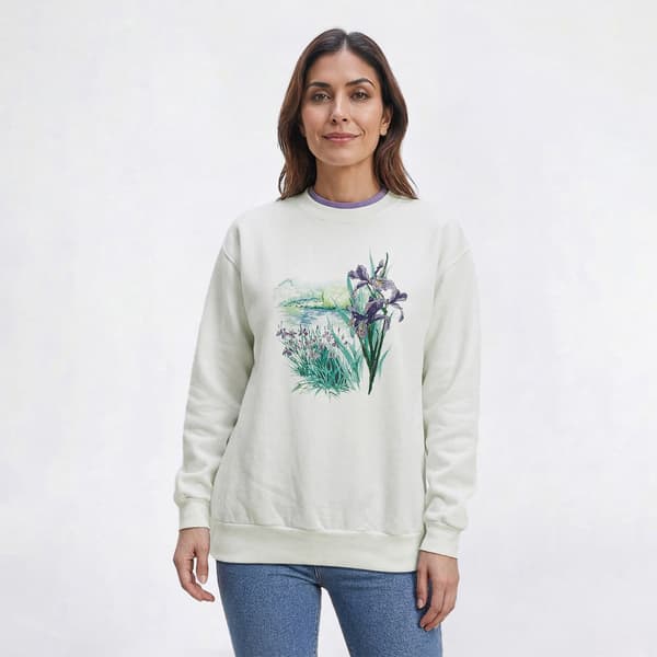 Womens Top Stitch by Morning Sun Serene Spring Fleece Sweatshirt - image 