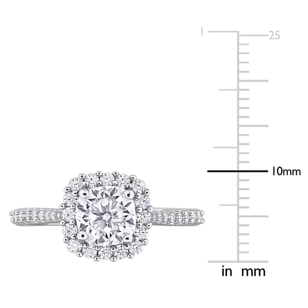 Sterling Silver 1 3/8ctw. Created White Morganite Halo Ring